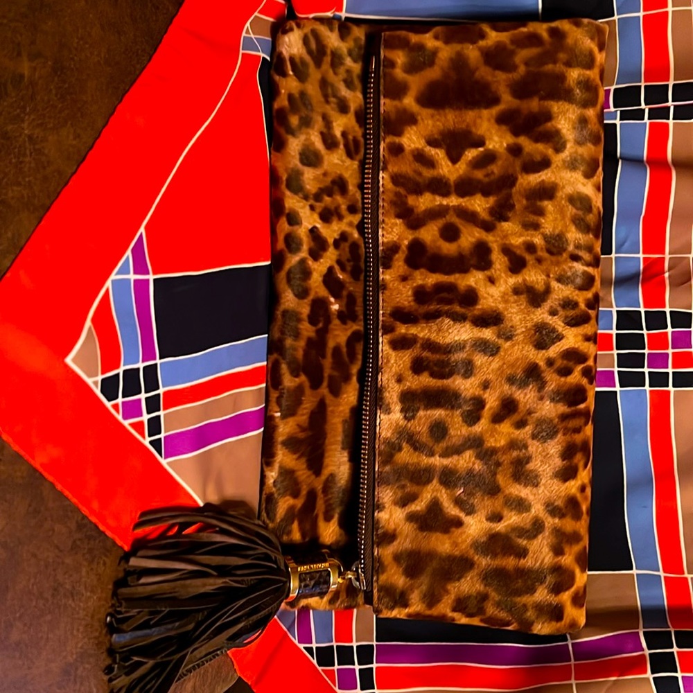 Michael Kors leopard-print clutch/shoulder bag